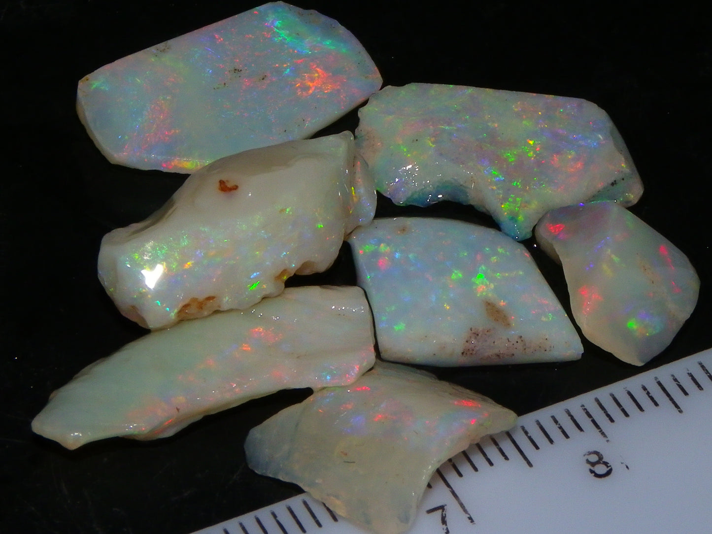 Nice Gem Skins Shell Opals 23cts Coober Pedy Australia Multiucolour Fires Specimens