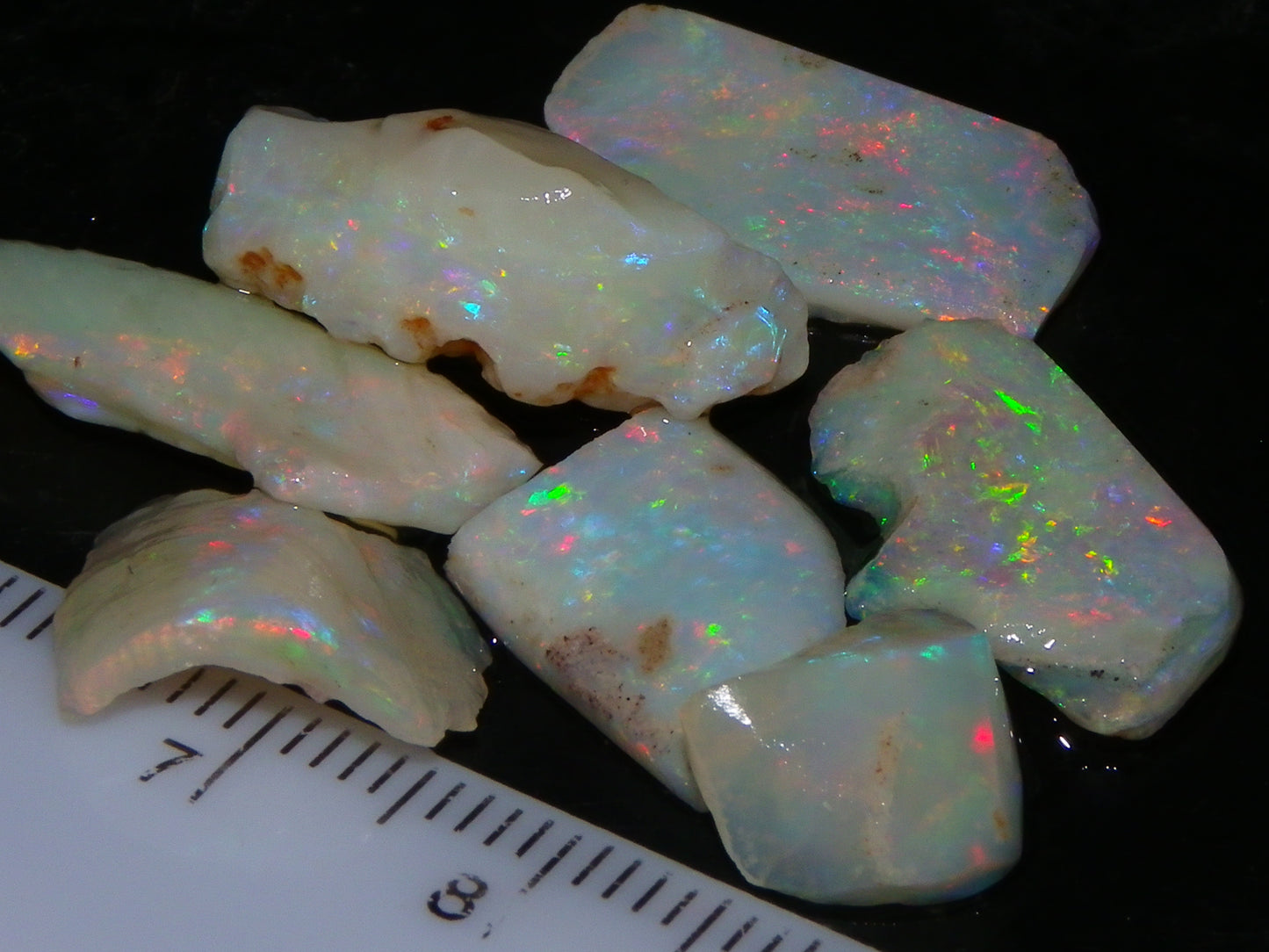 Nice Gem Skins Shell Opals 23cts Coober Pedy Australia Multiucolour Fires Specimens