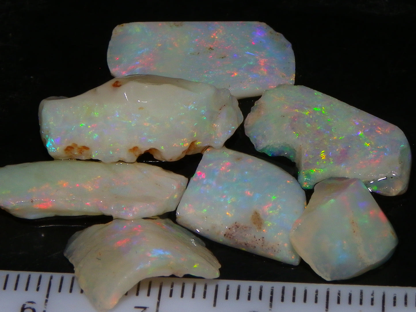 Nice Gem Skins Shell Opals 23cts Coober Pedy Australia Multiucolour Fires Specimens