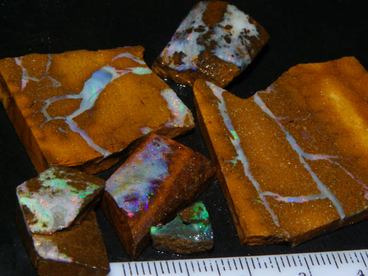 Nice Rough/Sliced/Rubbed Boulder Opal Parcel 155.6cts Queensland Australia