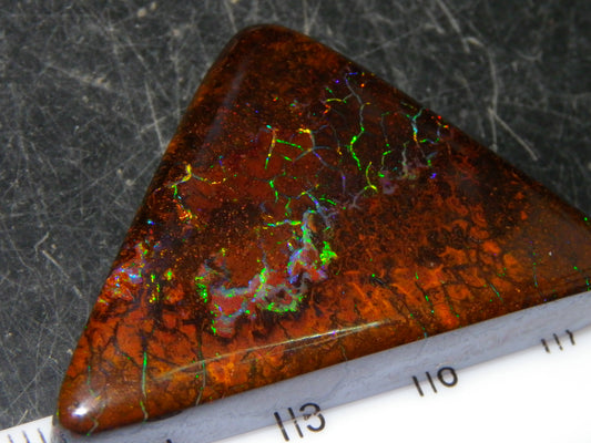 Quality Koroit Opal Freeform Cab 86.07cts Red/Gold/Green Fires Queensland Australia (Video)