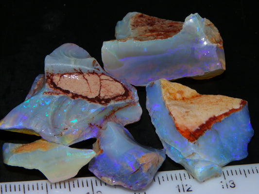 Nice Coober Pedy Crystal Opals Parcel 126.5cts Blue/Purple Fires Australia