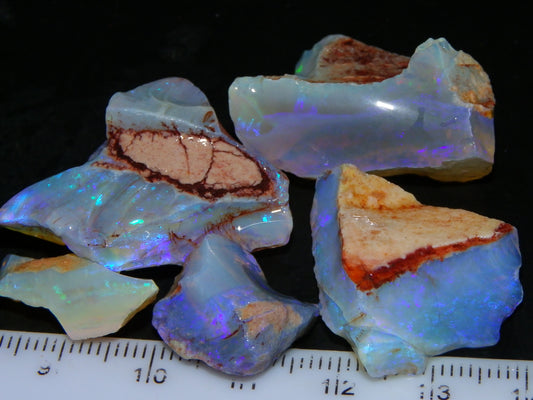 Nice Coober Pedy Crystal Opals Parcel 126.5cts Blue/Purple Fires Australia