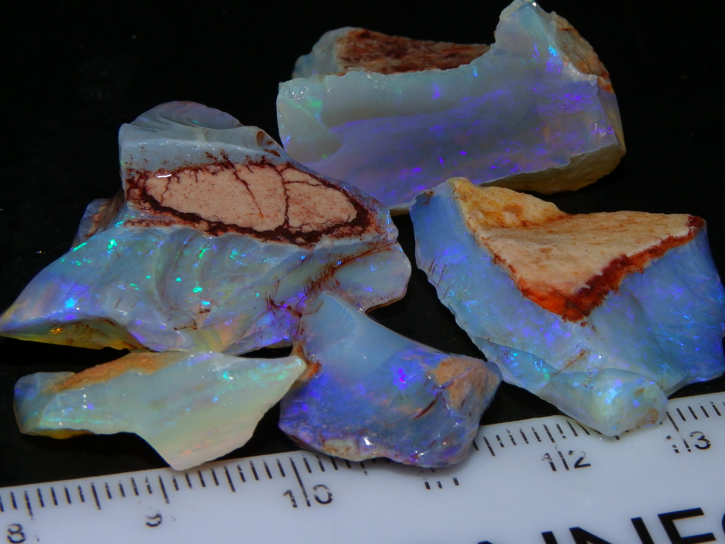 Nice Coober Pedy Crystal Opals Parcel 126.5cts Blue/Purple Fires Australia