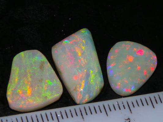 3 Gem Rubbed/Preform/Rough Opals 10.2cts Coober Pedy Multicolour Fires Australia Au