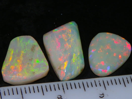 3 Gem Rubbed/Preform/Rough Opals 10.2cts Coober Pedy Multicolour Fires Australia Au