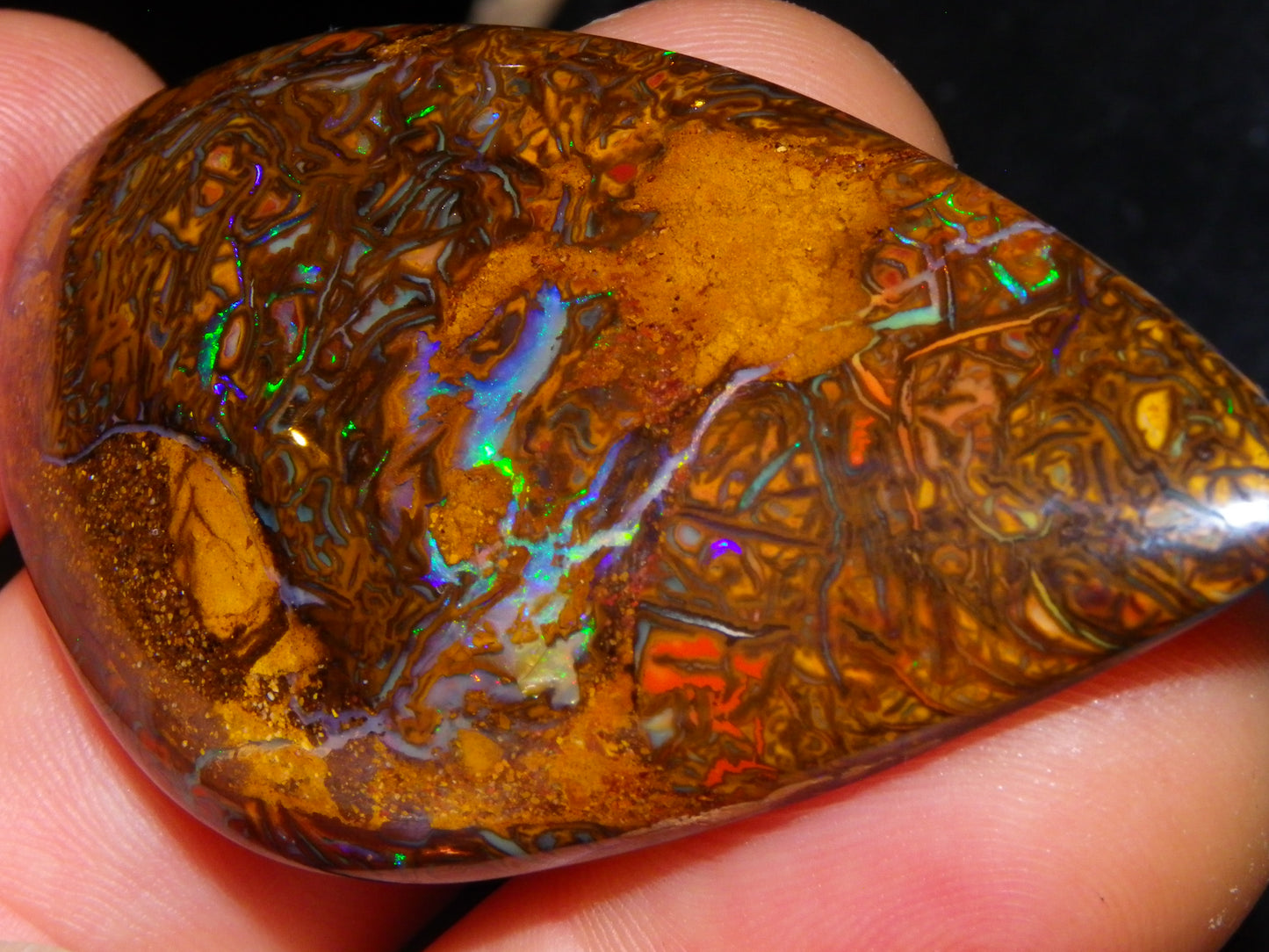 Nice Quality Cut/Polished Koroit Opal Cab/Freeform 115.3cts Gem Greens Queensland