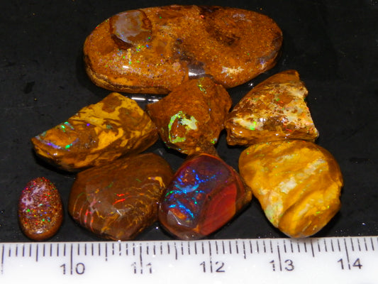 NIce Rubbed/Preformed/Rough Qld Opals 90cts Boulder/Matrix/Koroit Some Fires :)