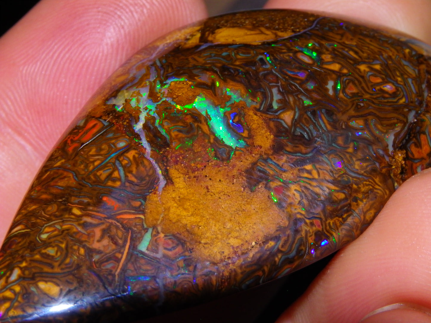 Nice Quality Cut/Polished Koroit Opal Cab/Freeform 115.3cts Gem Greens Queensland