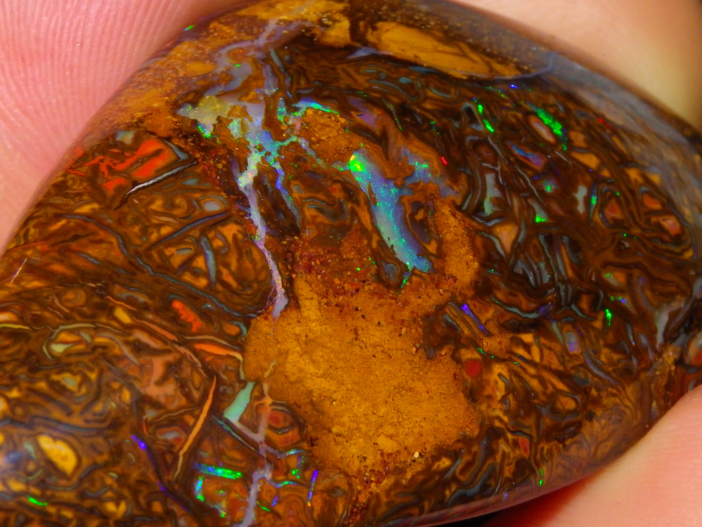 Nice Quality Cut/Polished Koroit Opal Cab/Freeform 115.3cts Gem Greens Queensland