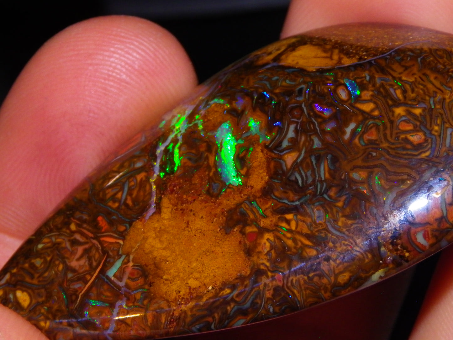 Nice Quality Cut/Polished Koroit Opal Cab/Freeform 115.3cts Gem Greens Queensland
