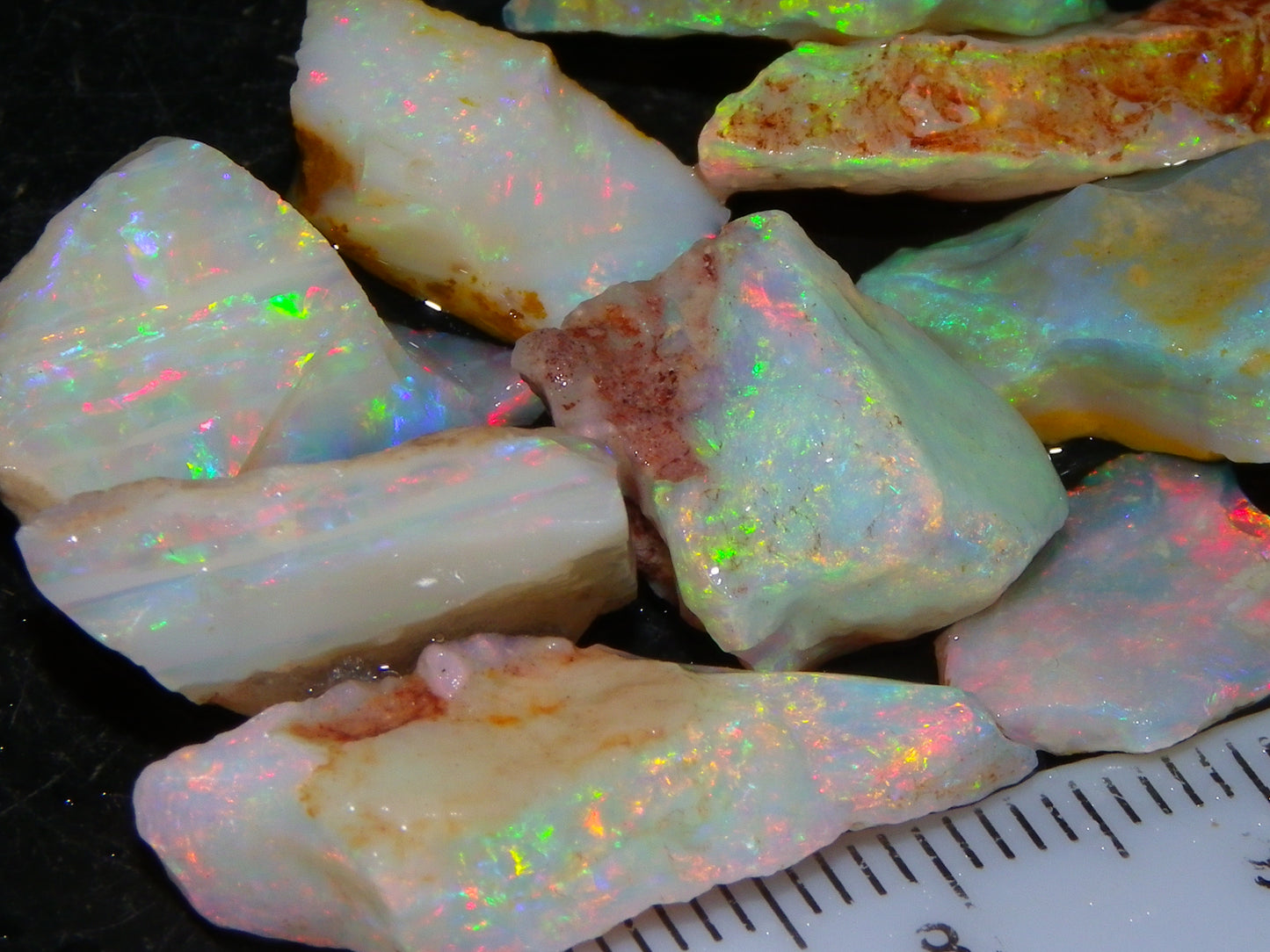 Nice Quality Coober Pedy Opal Rough Parcel 49.4cts Australia Multicolour Fires