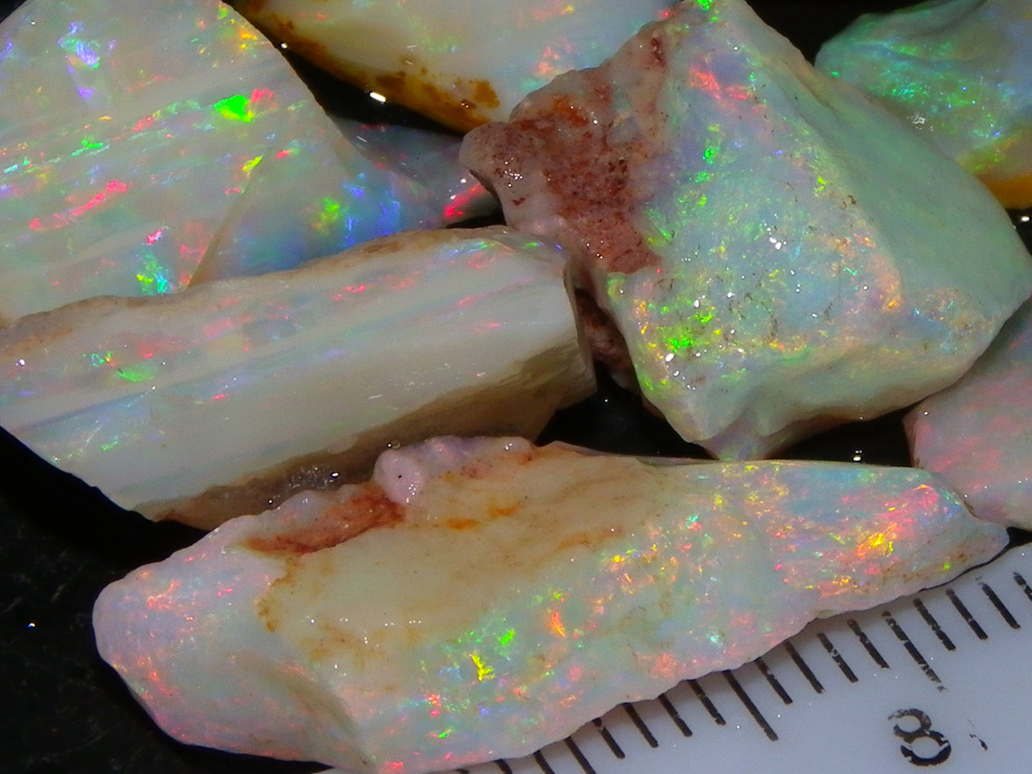 Nice Quality Coober Pedy Opal Rough Parcel 49.4cts Australia Multicolour Fires