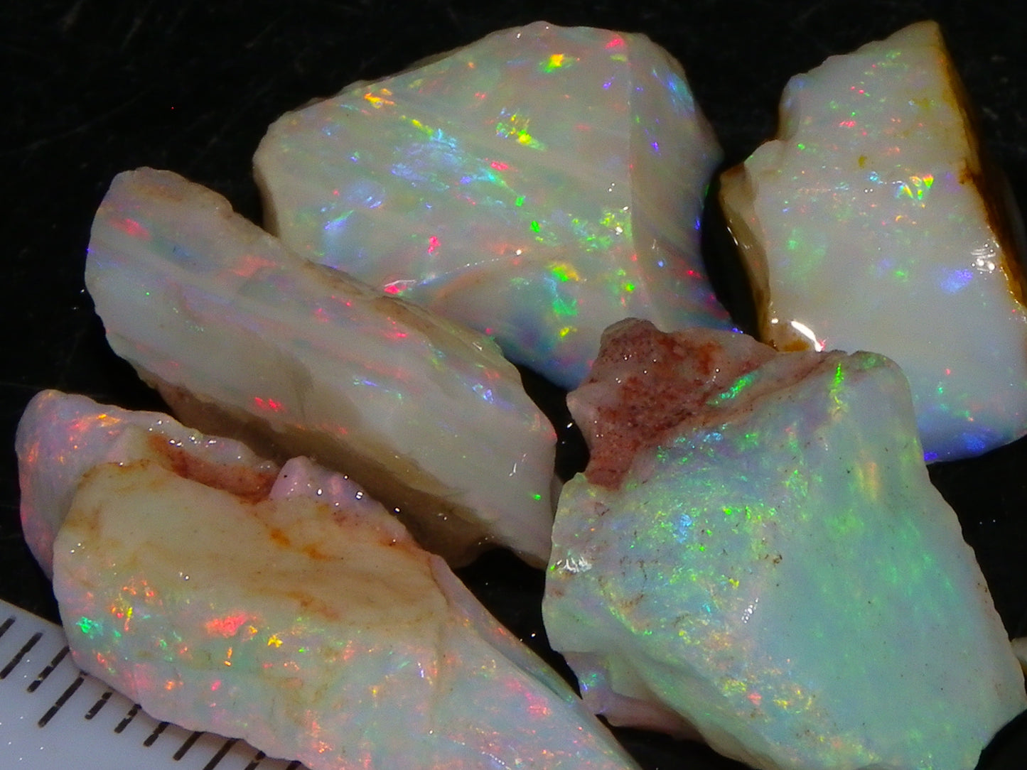 Nice Quality Coober Pedy Opal Rough Parcel 49.4cts Australia Multicolour Fires