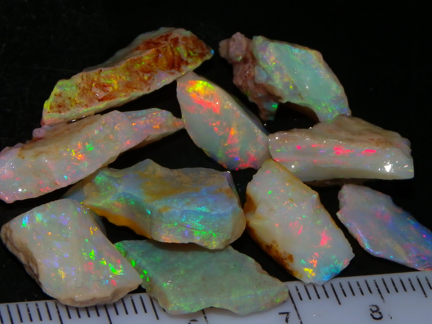 Nice Quality Coober Pedy Opal Rough Parcel 49.4cts Australia Multicolour Fires