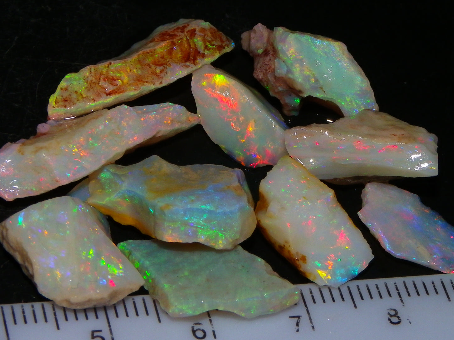 Nice Quality Coober Pedy Opal Rough Parcel 49.4cts Australia Multicolour Fires