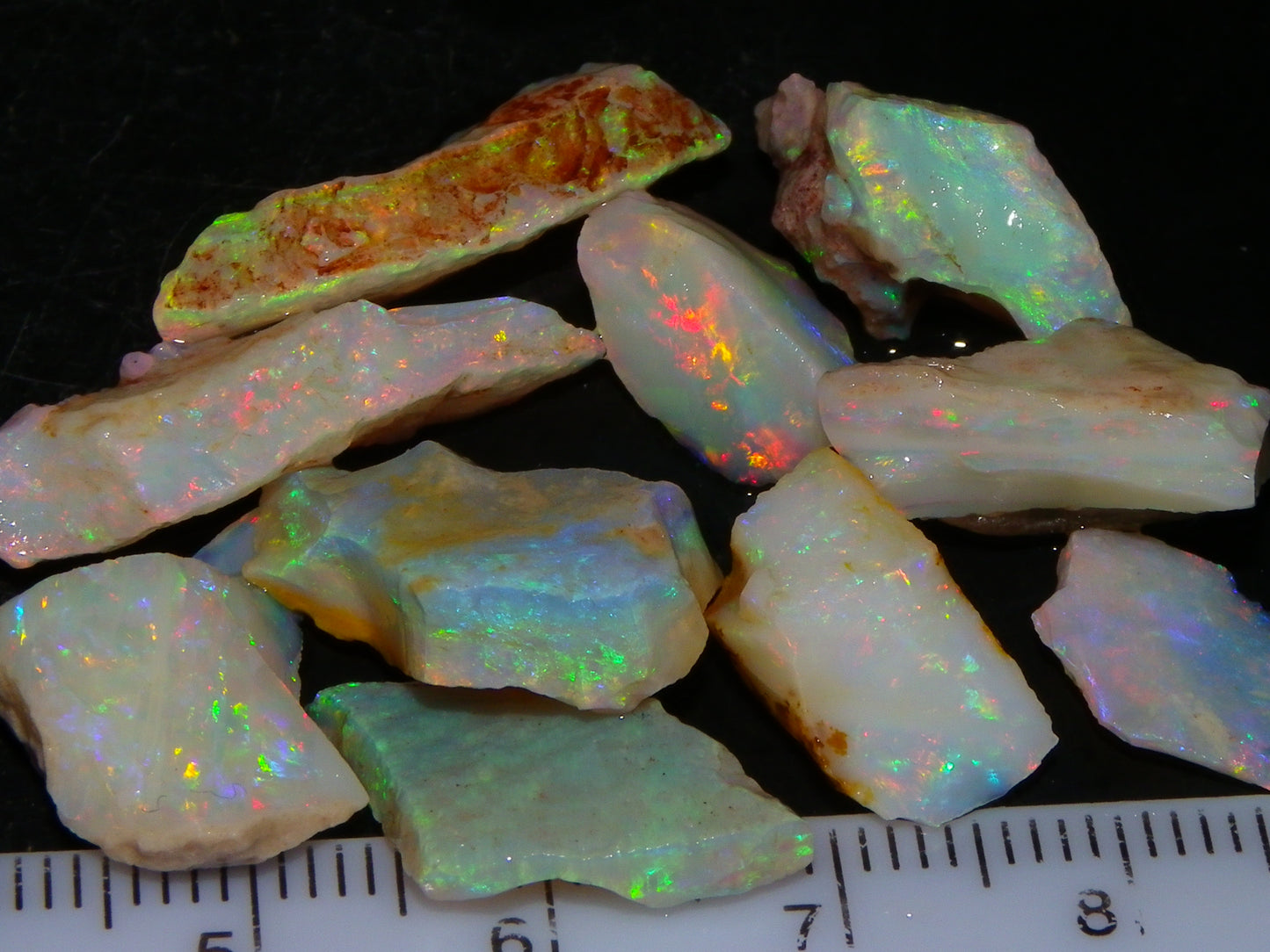 Nice Quality Coober Pedy Opal Rough Parcel 49.4cts Australia Multicolour Fires