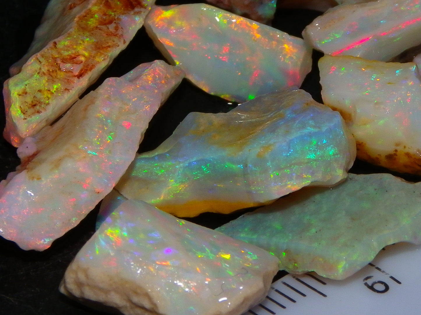 Nice Quality Coober Pedy Opal Rough Parcel 49.4cts Australia Multicolour Fires