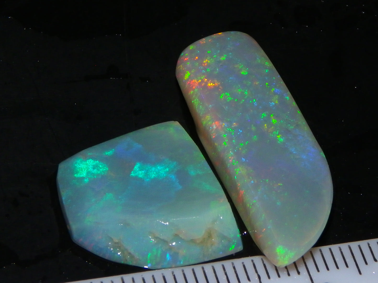 2 Gem Opal Rubs/Rough Preforms 19.8cts Mintabie Australia Multiclour Fire Crystal :)