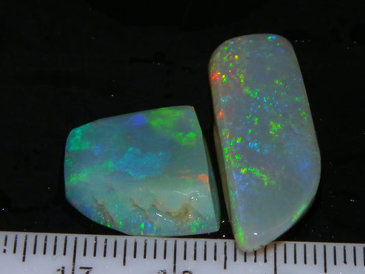 2 Gem Opal Rubs/Rough Preforms 19.8cts Mintabie Australia Multiclour Fire Crystal :)