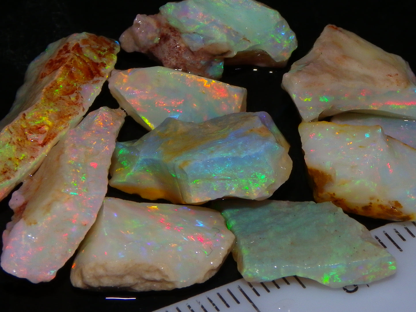 Nice Quality Coober Pedy Opal Rough Parcel 49.4cts Australia Multicolour Fires