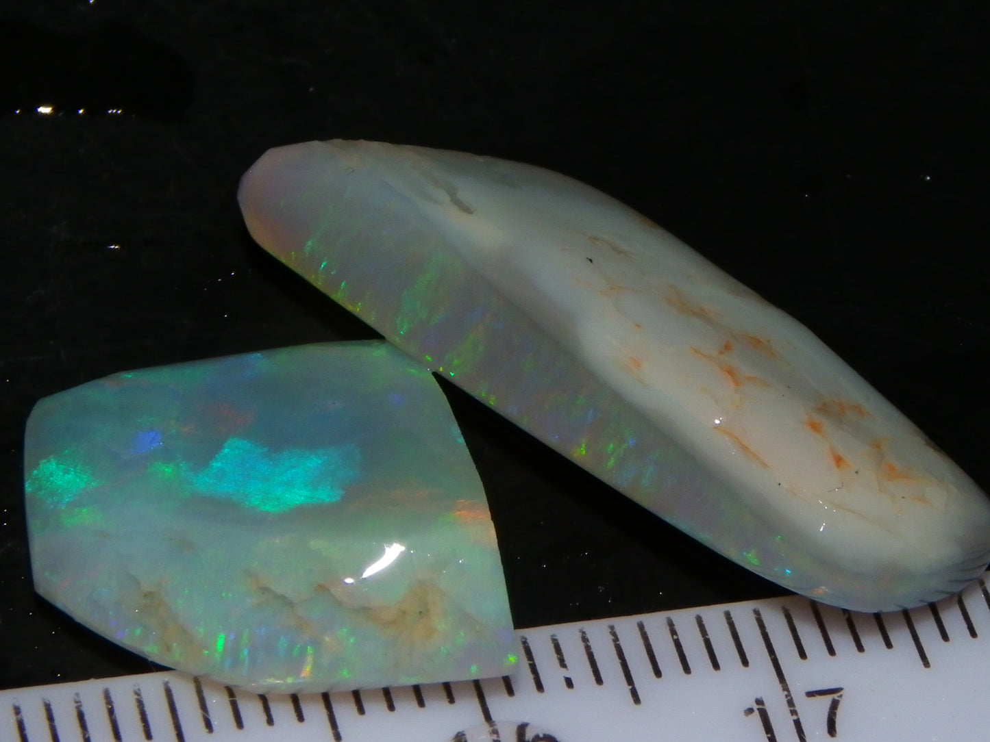 2 Gem Opal Rubs/Rough Preforms 19.8cts Mintabie Australia Multiclour Fire Crystal :)