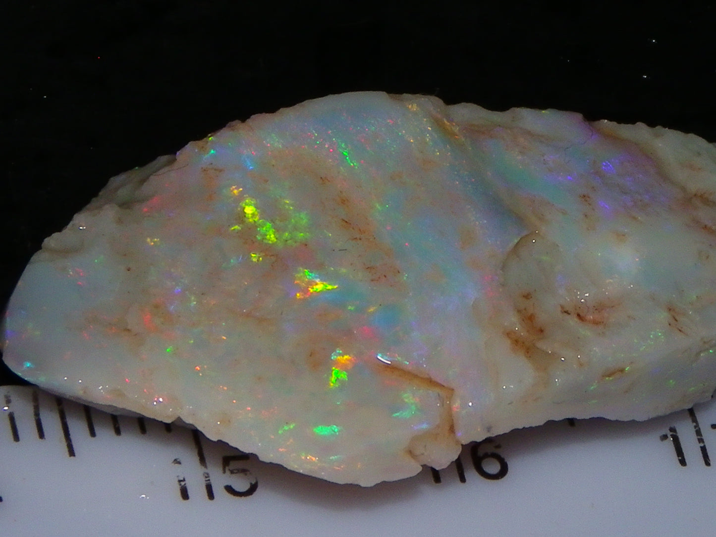 2 Nice Rough/Rubbed Lightning Ridge Opals 30.2cts Multicolour Light Seam Base Fires