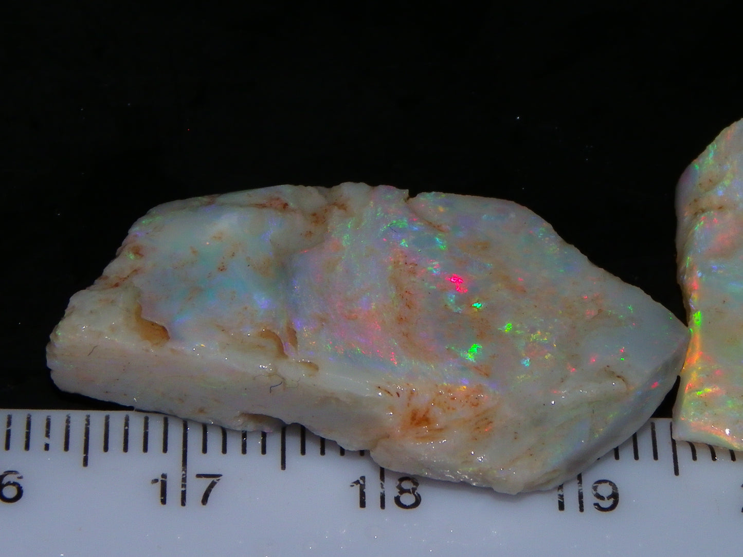 2 Nice Rough/Rubbed Lightning Ridge Opals 30.2cts Multicolour Light Seam Base Fires