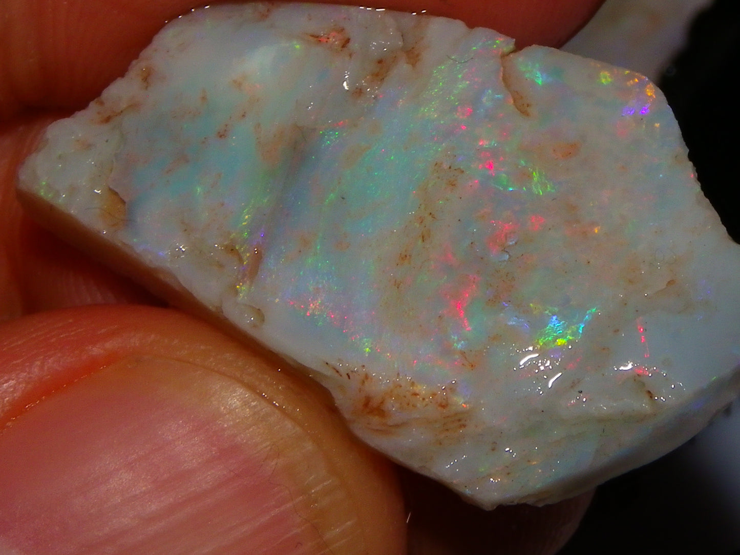 2 Nice Rough/Rubbed Lightning Ridge Opals 30.2cts Multicolour Light Seam Base Fires