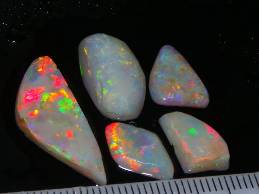 Bright Lightning Ridge Opal Rubs 16.7cts Red/Green/Blue Fires Australia Seam :)