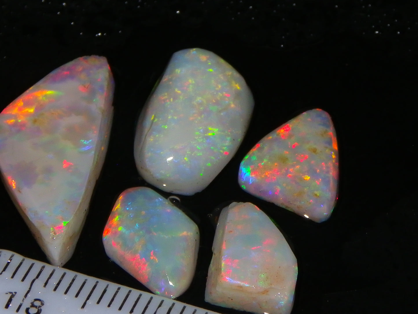 Bright Lightning Ridge Opal Rubs 16.7cts Red/Green/Blue Fires Australia Seam :)