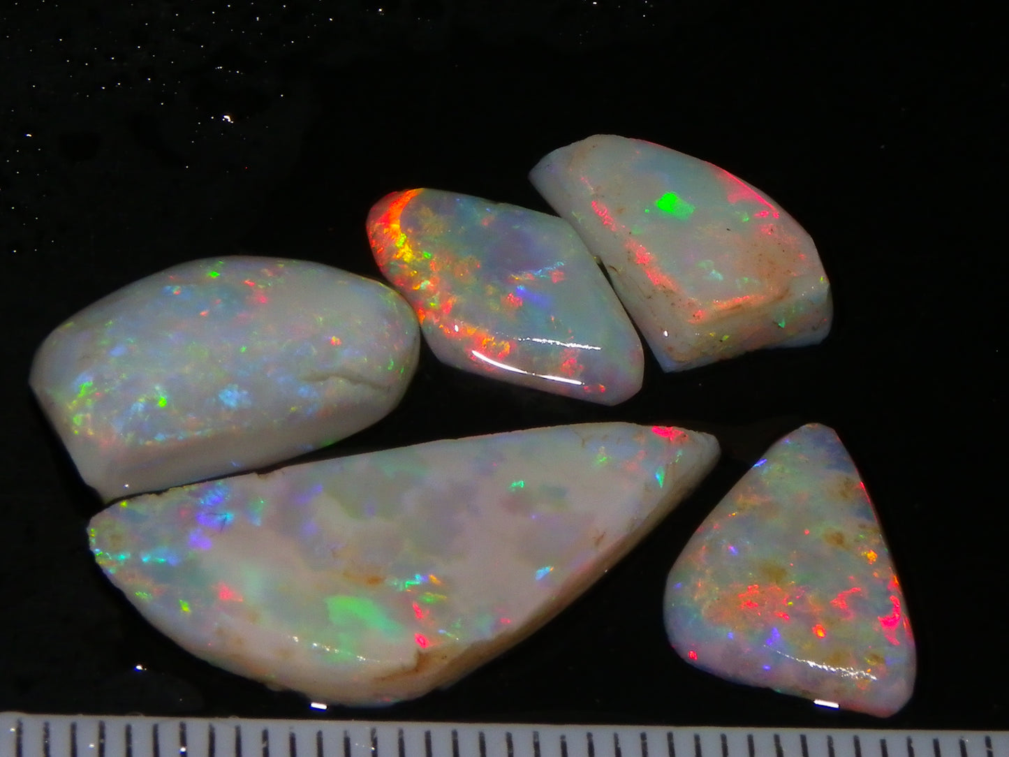 Bright Lightning Ridge Opal Rubs 16.7cts Red/Green/Blue Fires Australia Seam :)