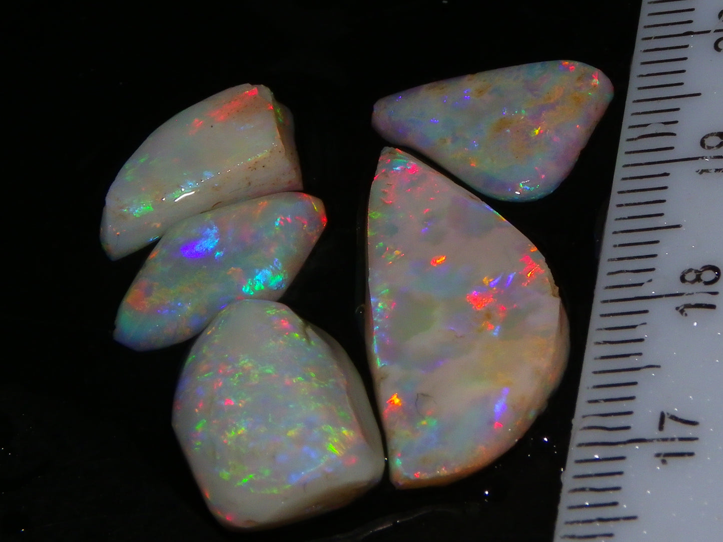 Bright Lightning Ridge Opal Rubs 16.7cts Red/Green/Blue Fires Australia Seam :)