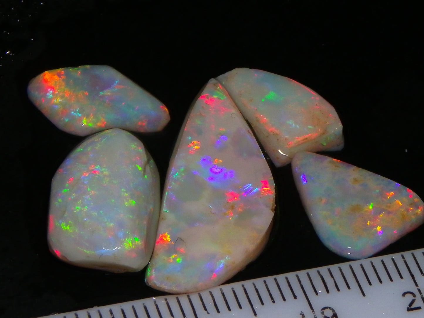 Bright Lightning Ridge Opal Rubs 16.7cts Red/Green/Blue Fires Australia Seam :)