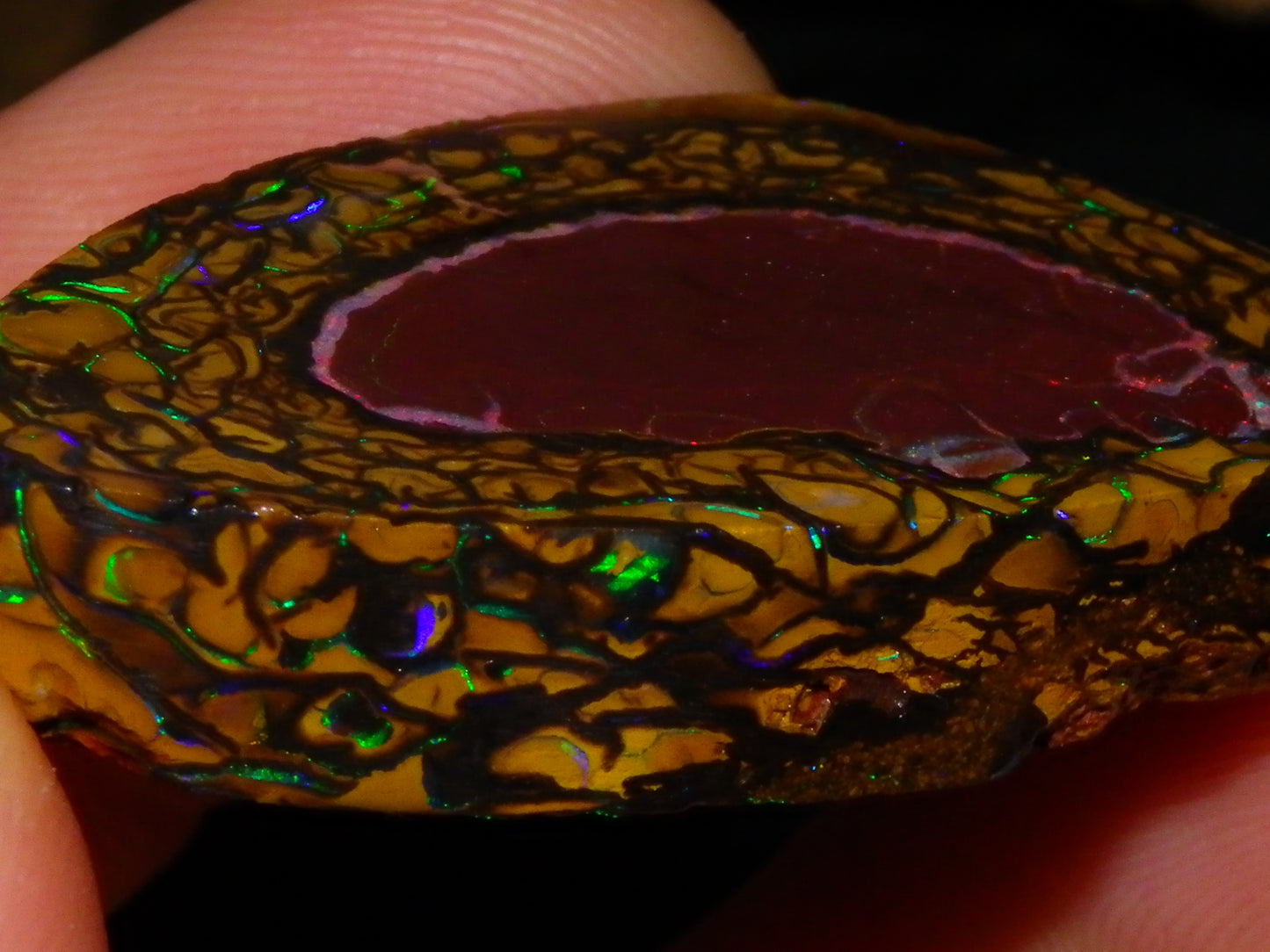 Nice Quality Koroit Opal Rough/Preform 76.55cts Rare Red Band Green Fires Patterns Au