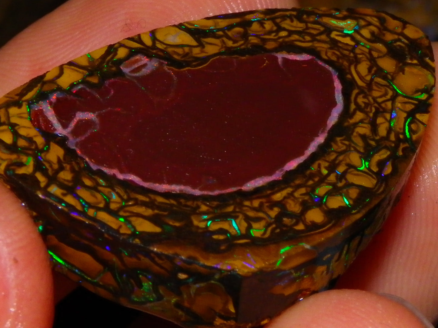 Nice Quality Koroit Opal Rough/Preform 76.55cts Rare Red Band Green Fires Patterns Au