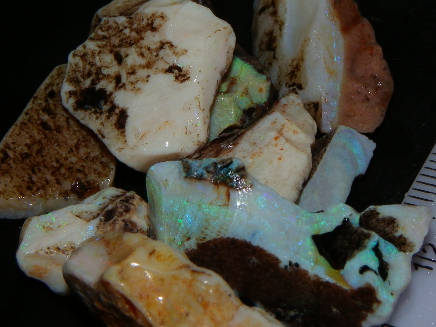 Nice Andamooka Matrix Opal Rough/Specimen Parcel 107cts Some Blue/Green Fires Australia