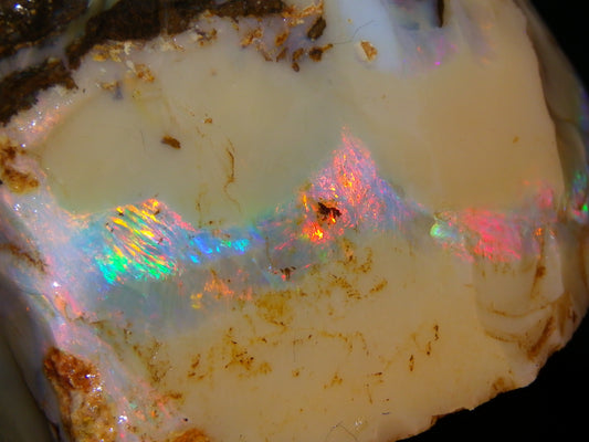 Nice Rough Boulder Opal split Specimen 693cts Ribbon of Fires across Caramel potch Winton