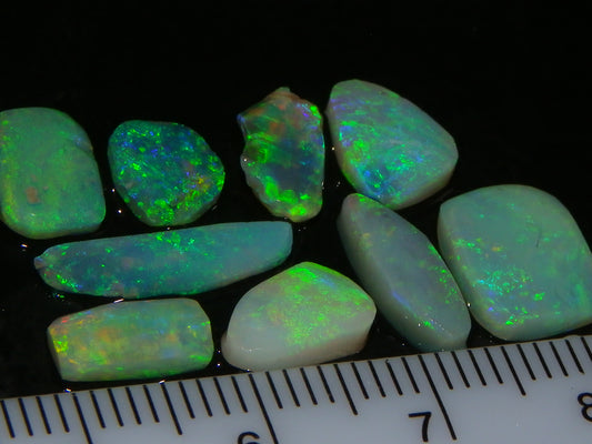 NIce Lightning Ridge Opal Rubs/Preforms 8.8cts Green/Blue Fires Crystal/Seam :)