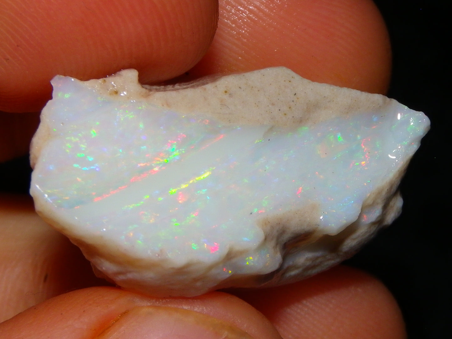 3 Nice Rough Coober Pedy Opals 78.4cts Multicolour Fires/Bars White/Crystal Base