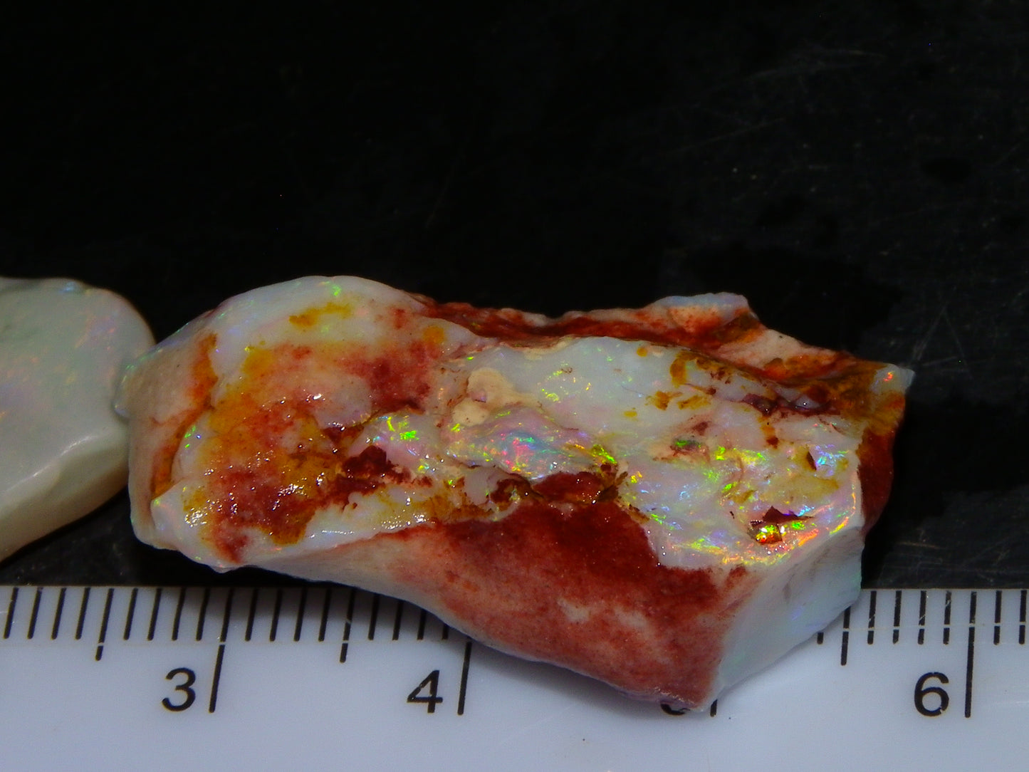 3 Nice Rough Coober Pedy Opals 78.4cts Multicolour Fires/Bars White/Crystal Base