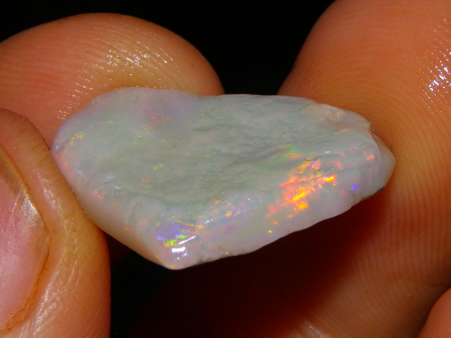 3 Nice Rough Coober Pedy Opals 78.4cts Multicolour Fires/Bars White/Crystal Base