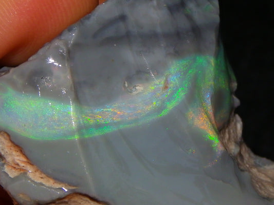 Huge 173.14cts Lightning Ridge Rough Seam Opal Grey Base Multicolour Fires/Bars