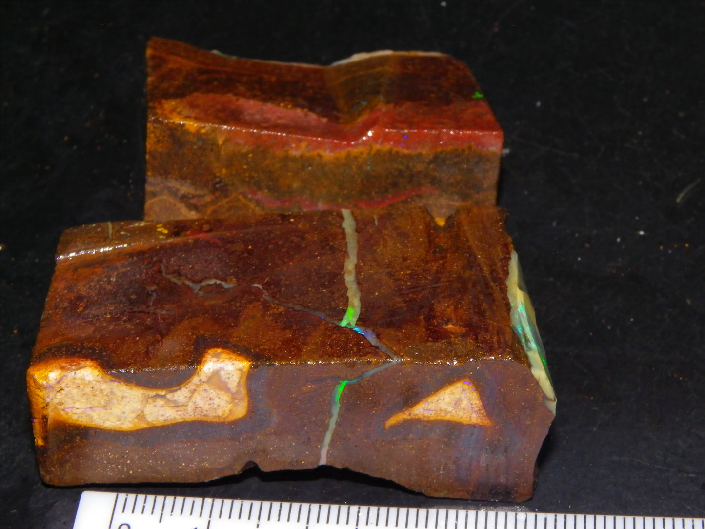 2 Nice Boulder Opal Rough Specimens 400cts Queensland Australia Fires/Patterns