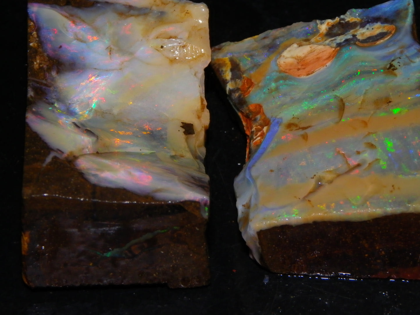 2 Nice Boulder Opal Rough Specimens 400cts Queensland Australia Fires/Patterns
