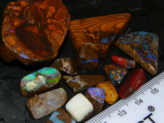 Queensland Boulder Opal Rough/Rubs/Cab 249cts Blue/Greens Some Lower Grades too.