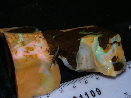 2 Nice Chunky Rough/Sliced Boulder Opal Specimens 705cts Queensland Australia