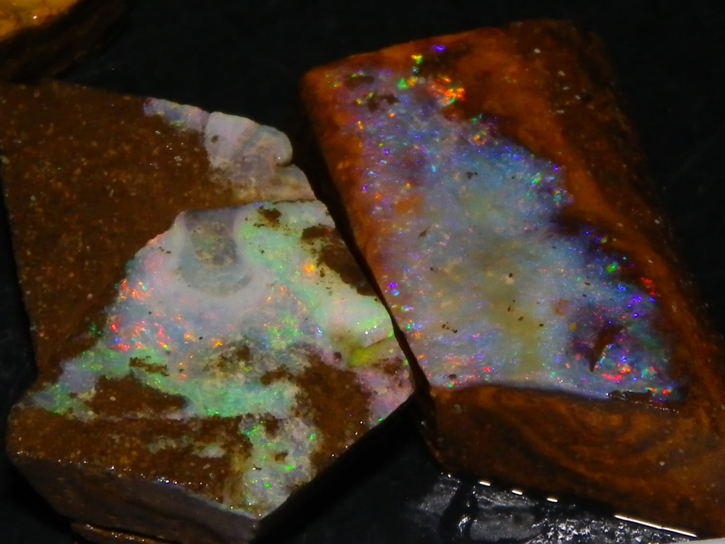 4 Nice Rubbed/Rough Queensland Boulder Opals 76cts Multicolour Fires Australia