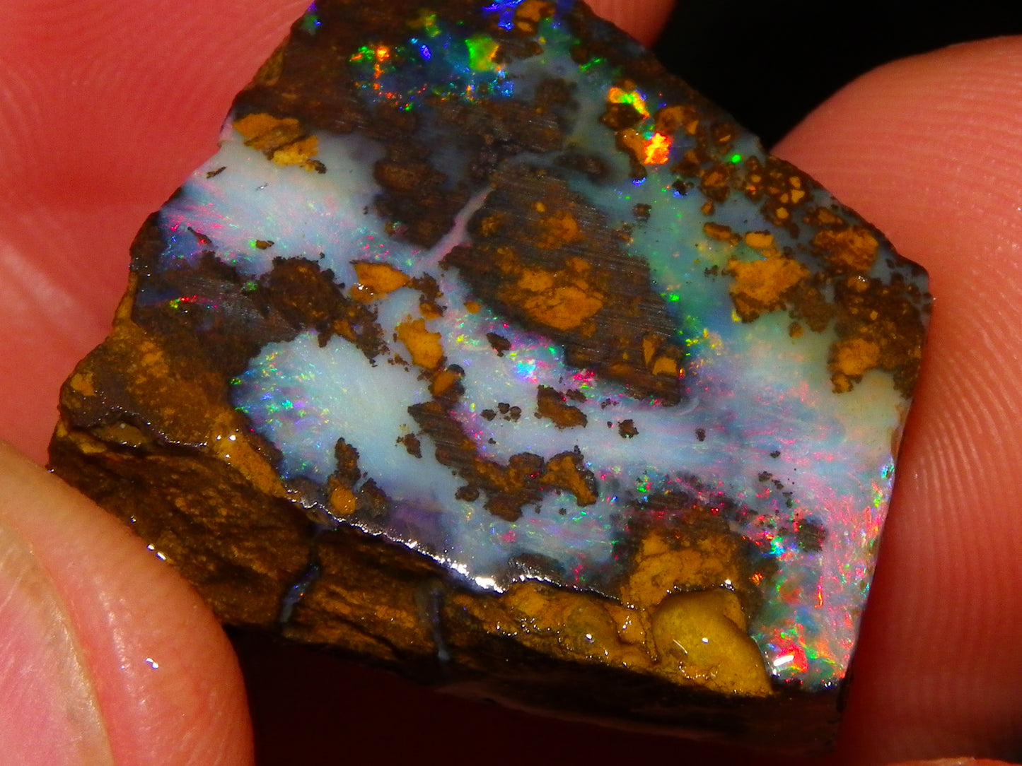 4 Nice Rubbed/Rough Queensland Boulder Opals 76cts Multicolour Fires Australia