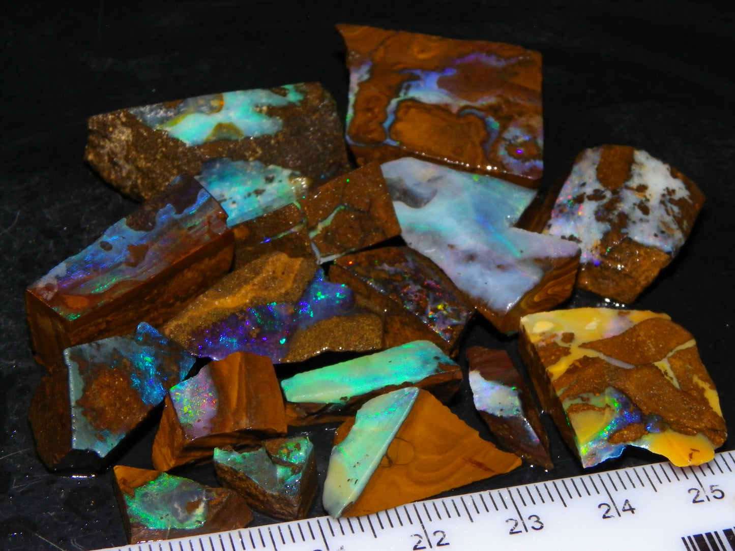 Nice Rough/Sliced Boulder Opal parcel 300cts Queensland Australia patterns/Fires